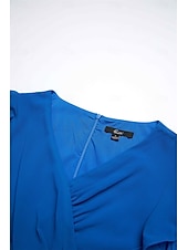 abordables Robe de cocktail-Robe Portefeuille Robe Trapèze Femme Robe mi-longue Ruché A Volants Mariage Soirée Elégant Grande occasion Col V Standard Bleu Vert S M L XL 2XL