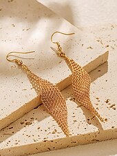 preiswerte Damen Ohrringe-Lange goldene Ohrhänger für Damen – leichte und elegante Tropfenohrringe aus Kupfer für Partys und besondere Anlässe