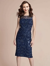 economico Con giacca-Abito a due pezzi madre della sposa abito elegante scollatura a gioiello lunghezza ginocchio pizzo chiffon elasticizzato maniche 3/4 giacca inclusa abito con pizzo 2025 taglia personalizzata gratuita