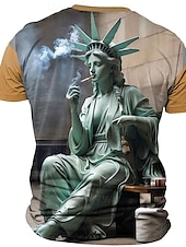 ieftine Tricouri 3D-Bărbați Grafic Statuia Libertății Tricou Manșon scurt Tricou Tipărire 3D Stil Nautic Cămașă Retro / vintage Casual Stil de strada Sport exterior Concediu Ieșire Albastru piscină Portocaliu Primavara