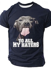  Kurzarm-Grafik T-Shirt für Männer Lustiger Hund 'An alle meine Hater' Lifestyle Tee