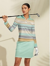 お買い得  女性のゴルフ服-女性用 ポロシャツ ミントグリーン 長袖 トップス レディース ゴルフウェア ウェア アウトフィット ウェア アパレル