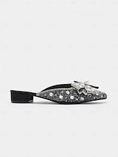 preiswerte Clogs &amp; Pantoletten für Damen-Damen Mules Bling-Bling-Schuhe Glitzer Kristall Pailletten Juwelen Party Kristall Flacher Absatz Spitze Zehe Elegant Modisch Mikrobielles Leder Halbschuhe Mandelfarben Schwarz