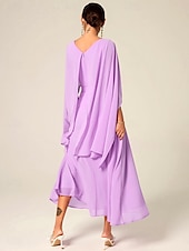 economico Abiti da festa-Per donna Abito maxi Abito a trapezio Elegante Formale Feste Ospite di nozze Vestibilità comoda Girocollo Blu ghiaccio Verde scuro Viola chiaro Estate