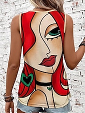 cheap Tank Tops &amp; Camis-Women&#039;s Camisole Tank Top Vest Daily Color Block Geometric Sleeveless Red Summer
