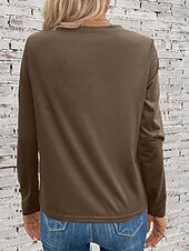 cheap Art&amp;Design tee-Women&#039;s T Shirt Casual Heart Print Long Sleeve Regular Tops Crew Neck Daily Brown Spring Fall