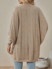 preiswerte Strickjacken und Oberbekleidung-Damen Cardigan-Mantel Brautkleider schlicht Feste Farbe Gerippt Öffnung vorne Strick Fledermaus Ärmel Langarm Normale Oberteile Stricken Täglich Rosa Blau Frühling Herbst