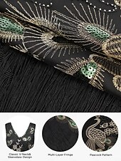 olcso Öltözetek-Retró Ordító 20-as évek 1920-as évek Flapper ruha Flapper fejpánt A nagy Gatsby Flapper lány Esküvői Vendég Flitter Rojt Toll Jelmez Női Menyegző Ruha Klub Felnőttek Ruha Fejfedők Hazatérő ruhák
