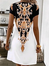 halpa Boho-mekot-Naisten minimekko pieni mekko t-paitamekko tee-mekko auringonpaiste a-linjan mekko tyylikäs elegantti loma syntymäpäivä rento säännöllinen istuvuus graafinen värilohko lyhyt hiha V-kaula-aukko