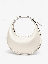 levne Kabelky a tote tašky-dámská stylová bílá půlměsícová kabelka přes rameno - elegantní půlměsícová kabelka pro běžné i formální outfity