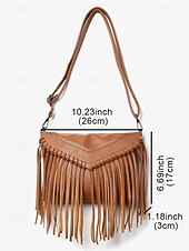 levne Tašky přes rameno-dámská hnědá třásňová crossbody kabelka s nastavitelným popruhem pro boho chic styl