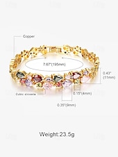 abordables Bracelet pour femme-bracelet femme en cuivre plaqué or avec zircons cubiques multicolores - bijoux élégants pour les grandes occasions