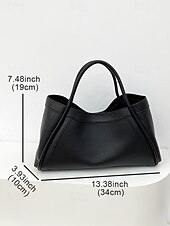 cheap Handbag &amp; Totes-Women&#039;s Elegant Brown Leather Handbag with Dual Handles for Everyday Use