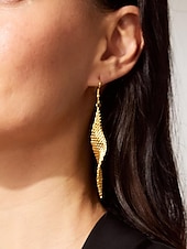 preiswerte Damen Ohrringe-Lange goldene Ohrhänger für Damen – leichte und elegante Tropfenohrringe aus Kupfer für Partys und besondere Anlässe