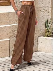 cheap Straight-Leg Pants-Women&#039;s Pants Trousers Fashion Long Plain Side Pockets Elastic Drawstring Design Breathability Comfortable Micro-elastic Casual Daily Black Blue Brown Green Spring &amp; Summer Regular Fit