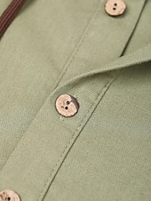 voordelige Overhemden voor heren-Voor heren Overhemd linnen overhemd Calico-shirt Overhemd met capuchon Gestreept Casual Dagelijks Wit blauw Bruin Groen Lange mouw Capuchon Lente zomer Kleding