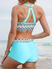 preiswerte Bikini-Sets-Damen Badeanzug Bikinis Bademode Urlaub Geometrisch Gestreift Ärmellos Badeanzüge