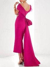 preiswerte SCHWARZ-Etui Abendkleid Elegantes Kleid Formelles Sweep/Brush Zug Ärmellos Eine Schulter Satin mit Feder Schleife(n) 2025