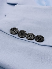 baratos Ternos casuais-Trajes de Casamento Masculinos Linho Branco Azul Céu Verão Cores Sólidas Ajuste Sob Medida 3 Peças Com Duas Fileiras de Botões
