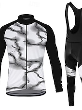 cheap Men's Clothing Sets-Men's Cycling Jersey with Bib Tights Long Sleeve Mountain Bike MTB Road Bike Cycling Spring Autumn / Fall Red Blue Purple Lightning Bike Sweat wicking Comfortable Breathable Spandex Sports Clothing