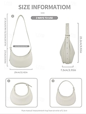 levne Kabelky a tote tašky-dámská stylová bílá půlměsícová kabelka přes rameno - elegantní půlměsícová kabelka pro běžné i formální outfity