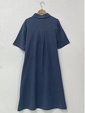 olcso Nagy méretű termékek kollekciója-Női Extra méret Ív Ingruha Sima Hosszú ruha Maxi ruha Rövid ujjú Állógallér Divat Napi Medence Nyár L XL 2XL 3XL 4 XL