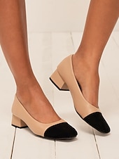 olcso Block Heels-Női Magassarkúak Iroda Munka Napi Színes Vaskosabb sarok Szögletes orrú Elegáns Szabadság Üzlet Műbőr Fém csat Mandula Fekete Bézs