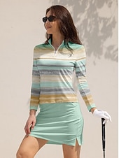 お買い得  女性のゴルフ服-女性用 ポロシャツ ミントグリーン 長袖 トップス レディース ゴルフウェア ウェア アウトフィット ウェア アパレル