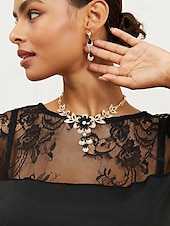 voordelige Dames ketting-elegante sieradenset met zwarte edelstenen en kristallen - goudkleurige ketting en oorbellen voor avondkleding en speciale gelegenheden