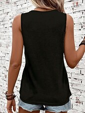 abordables Débardeurs et camisoles femme-Débardeur en camisole pour femmes quotidienne color block géométrique sans manches noir été