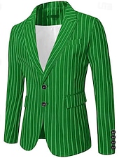 preiswerte Herrenblazer-Herren Abschlußfeier Abendkleidung Blazer Geschäft Formeller Abend Hochzeitsfeier Nur oben Mode Lässig Sommer Frühling &amp; Herbst Polyester Streifen Tasche Lässig / Alltäglich Einreihig Blazer Schwarz