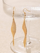 preiswerte Damen Ohrringe-Lange goldene Ohrhänger für Damen – leichte und elegante Tropfenohrringe aus Kupfer für Partys und besondere Anlässe