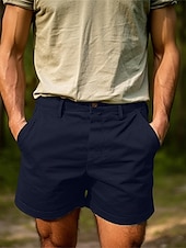 olcso munka rövidnadrág-Férfi Rövidnadrágok Chino Shorts Bermuda nadrág Munkanadrág Gombok Zseb Sima Mokaszinok Rövid Szabadtéri Napi Alkalmi Utcai sikk Stílusos Fekete Sötétkék