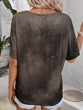 economico Maglietta Animali-maglietta da donna casual floreale stampa mucca manica corta top regolari scollo a V quotidiano marrone estate