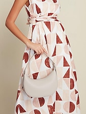 levne Kabelky a tote tašky-dámská stylová bílá půlměsícová kabelka přes rameno - elegantní půlměsícová kabelka pro běžné i formální outfity