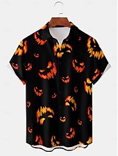 economico Magliette di Halloween-Halloween Floreale Informale Per uomo Camicie stampate Maniche corte Per uscire Fine settimana Primavera estate Colletto Stampe Sottile Nero Poliestere