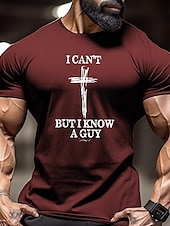 cheap Sports Gym T shirts-Men&#039;s Cross T Shirt Short Sleeve T shirt 3D Print Crew Neck Shirt Vintage Cool Party Holiday Oktoberfest Black Red Blue Summer Spring Clothing Apparel S M L XL XXL XXXL