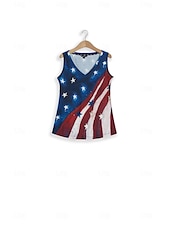 levne Grafický obchod Tank tops &amp; Camis-Top ke Dni nezávislosti pro ženy tílko Hawaiian potisk bez rukávů běžné topy výstřih do V námořnická modrá léto