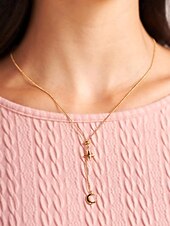 abordables Collier pour femme-collier pendentif étoile et lune en or pour femme - chaîne lariat en acier titane parfaite pour les styles décontractés et élégants