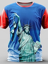 ieftine Tricouri 3D-Bărbați Grafic Statuia Libertății Tricou Manșon scurt Tricou Tipărire 3D Stil Nautic Cămașă Retro / vintage Casual Stil de strada Sport exterior Concediu Ieșire Albastru piscină Portocaliu Primavara