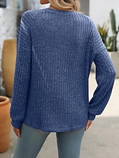 billiga Kvinnors Arbetslinnen-Dam Blus Ensfärgat Slät Stylish Modern Långärmad Rund hals Arbete Knappar Rodnande Rosa Blå Grön Kaki Vår Höst Vinter