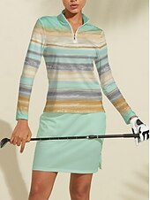 お買い得  女性のゴルフ服-女性用 ポロシャツ ミントグリーン 長袖 トップス レディース ゴルフウェア ウェア アウトフィット ウェア アパレル