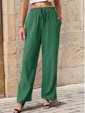 cheap Straight-Leg Pants-Women&#039;s Pants Trousers Fashion Long Plain Side Pockets Elastic Drawstring Design Breathability Comfortable Micro-elastic Casual Daily Black Blue Brown Green Spring &amp; Summer Regular Fit