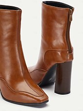 levne Kotníkové boty-elegantní hnědé kožené kotníkové boty na vysokém podpatku pro ženy, ideální pro kancelářské nošení a běžné výlety