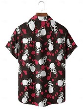 economico Magliette di Halloween-Per maschio Stampe Grafiche Costumi Halloween Maniche Corte Casual Uscire Weekend Primavera &amp; Estate Colletto a Camicia Stampa Nero