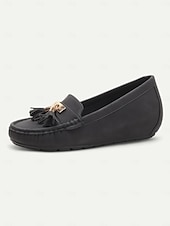 billiga Lätta damskor-dam loafers i blå mocka med tofsar – bekväma slip-on mockasiner för vardagligt och vardagsbruk