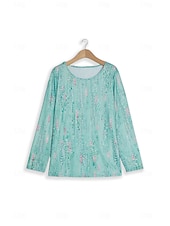 お買い得  ボヘミアンTシャツ-レディースブラウス スパンコール 花柄 七分袖 キーホールネックライン 伸縮性のある袖口 ゆったりフィット ゴールデンイエロー 春夏 エレガント 昼から夜まで着られる万能トップス