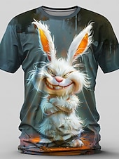 cheap Animal Print T shirts-Men&#039;s Graphic Rabbit T Shirt Short Sleeve T shirt 3D Print Crew Neck Shirt Retro Vintage Casual Street Style Sports Outdoor Holiday Going out Blue Brown Spring &amp; Summer Clothing Apparel S M L XL 2XL