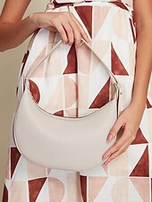 levne Kabelky a tote tašky-dámská stylová bílá půlměsícová kabelka přes rameno - elegantní půlměsícová kabelka pro běžné i formální outfity