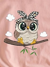 abordables T-shirt Animaux-T-shirt femme 100% coton hibou quotidien décontracté manches courtes noir été